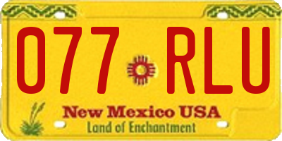 NM license plate 077RLU