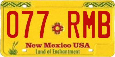 NM license plate 077RMB