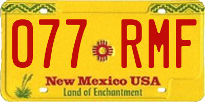 NM license plate 077RMF