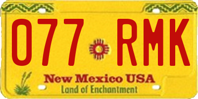 NM license plate 077RMK