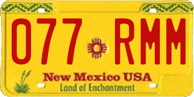 NM license plate 077RMM