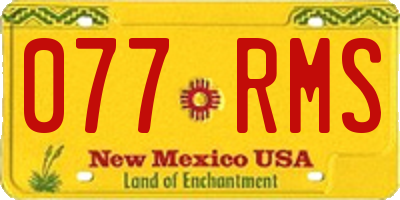 NM license plate 077RMS