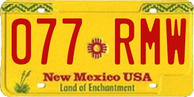 NM license plate 077RMW