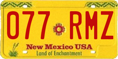 NM license plate 077RMZ