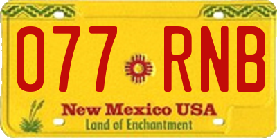 NM license plate 077RNB