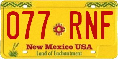 NM license plate 077RNF