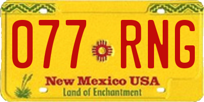 NM license plate 077RNG