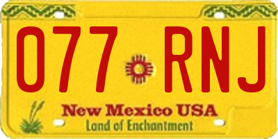 NM license plate 077RNJ