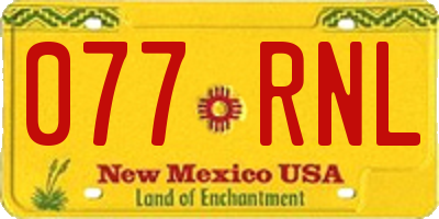 NM license plate 077RNL