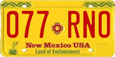 NM license plate 077RNO