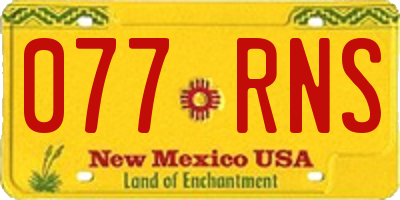 NM license plate 077RNS