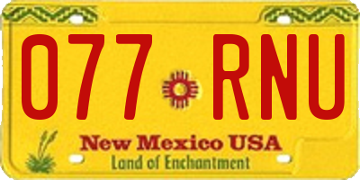 NM license plate 077RNU