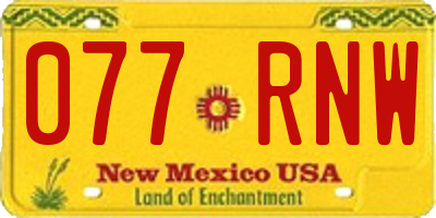 NM license plate 077RNW