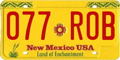 NM license plate 077ROB