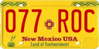NM license plate 077ROC