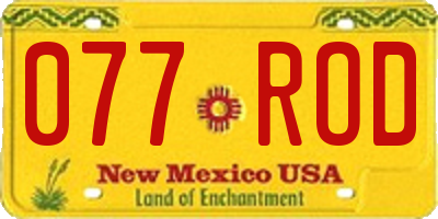 NM license plate 077ROD