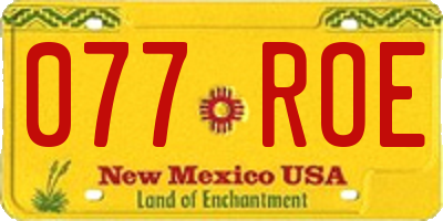 NM license plate 077ROE
