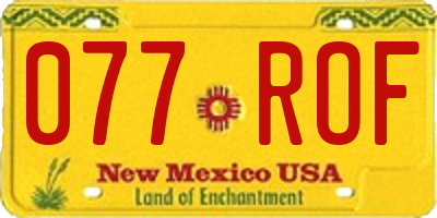 NM license plate 077ROF