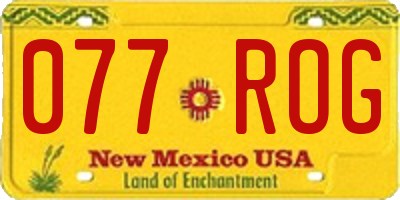 NM license plate 077ROG