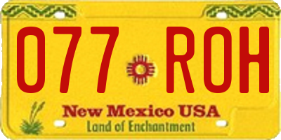 NM license plate 077ROH