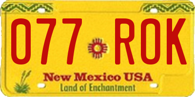 NM license plate 077ROK