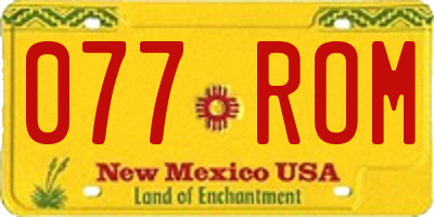 NM license plate 077ROM