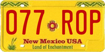 NM license plate 077ROP