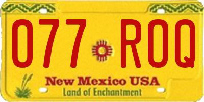 NM license plate 077ROQ
