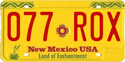 NM license plate 077ROX