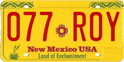 NM license plate 077ROY