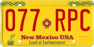 NM license plate 077RPC