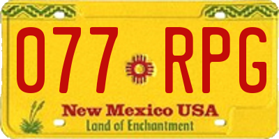 NM license plate 077RPG