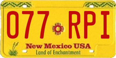 NM license plate 077RPI