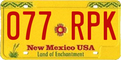 NM license plate 077RPK