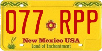 NM license plate 077RPP