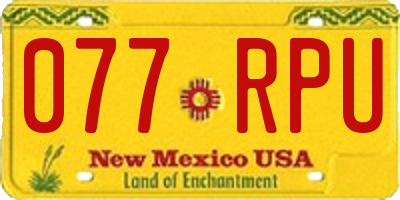 NM license plate 077RPU