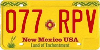 NM license plate 077RPV