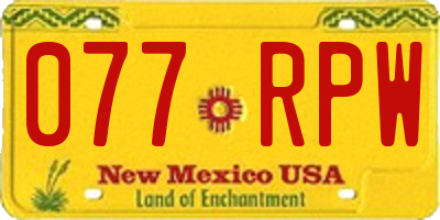 NM license plate 077RPW