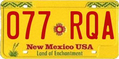 NM license plate 077RQA