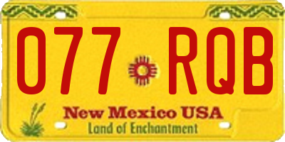 NM license plate 077RQB