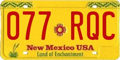 NM license plate 077RQC