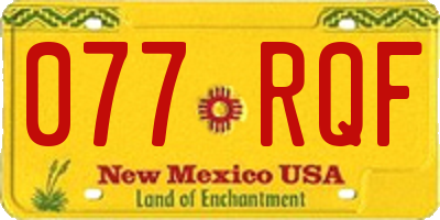 NM license plate 077RQF