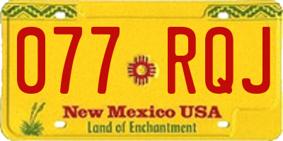 NM license plate 077RQJ