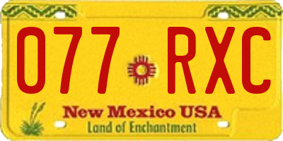 NM license plate 077RXC