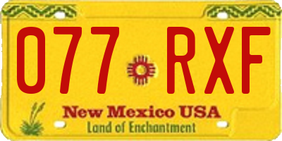 NM license plate 077RXF
