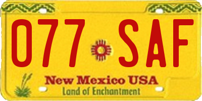 NM license plate 077SAF