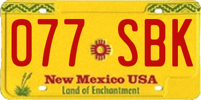 NM license plate 077SBK