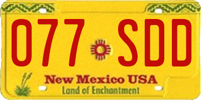 NM license plate 077SDD