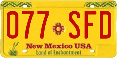NM license plate 077SFD