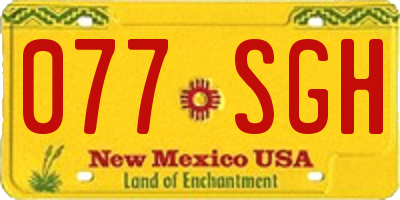 NM license plate 077SGH
